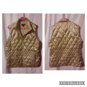 Lands End Gold Puffer Vest EUC